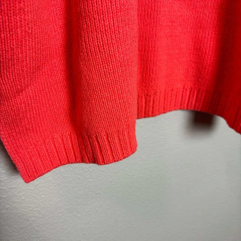 Vici Dolls Womens Small Bright Coral Orange Mock Neck Knit Long Sleeve‎ Sweater